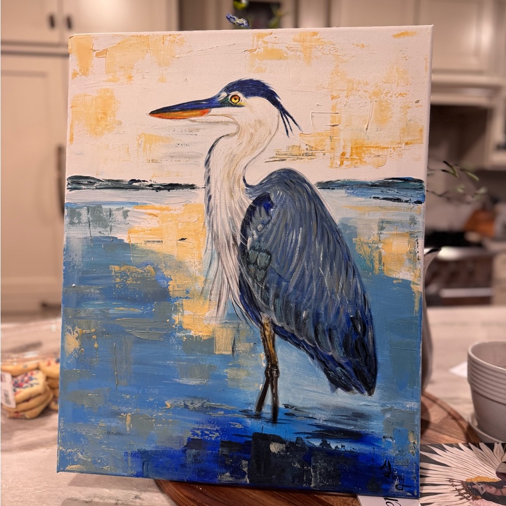 Blue Heron original acrylic canvas art